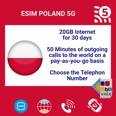 blivale_en_esim_poland_5g_20gb_internet_50_minutes_telephon_number_1080x1080 eSIM para POLONIA (PL) con 20 GB y 50 minutos y número de teléfono